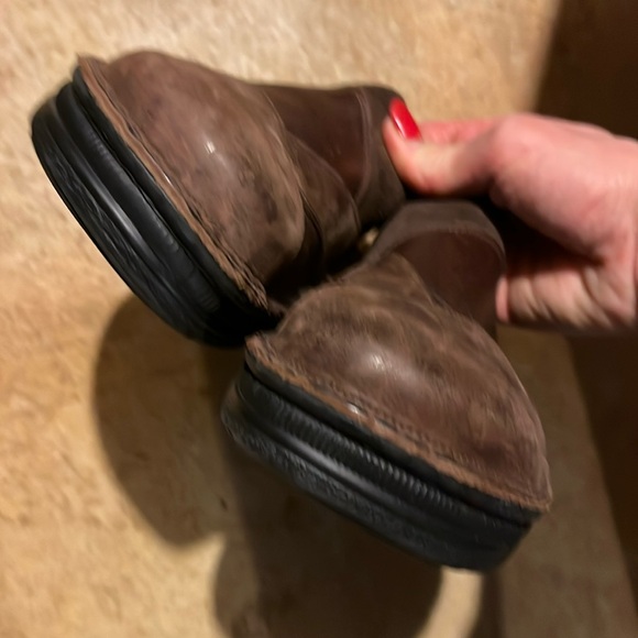 NAOT brown patchwork chunky leather suede Slip On shoes Mule Clogs EURO 37, Sz 7 - Picture 6 of 16